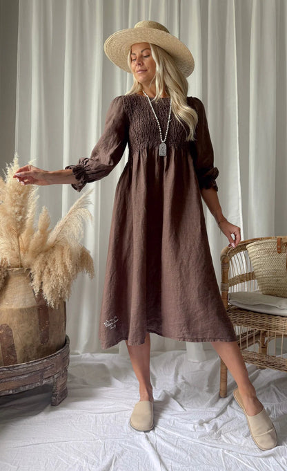 Leinenkleid Kaffee