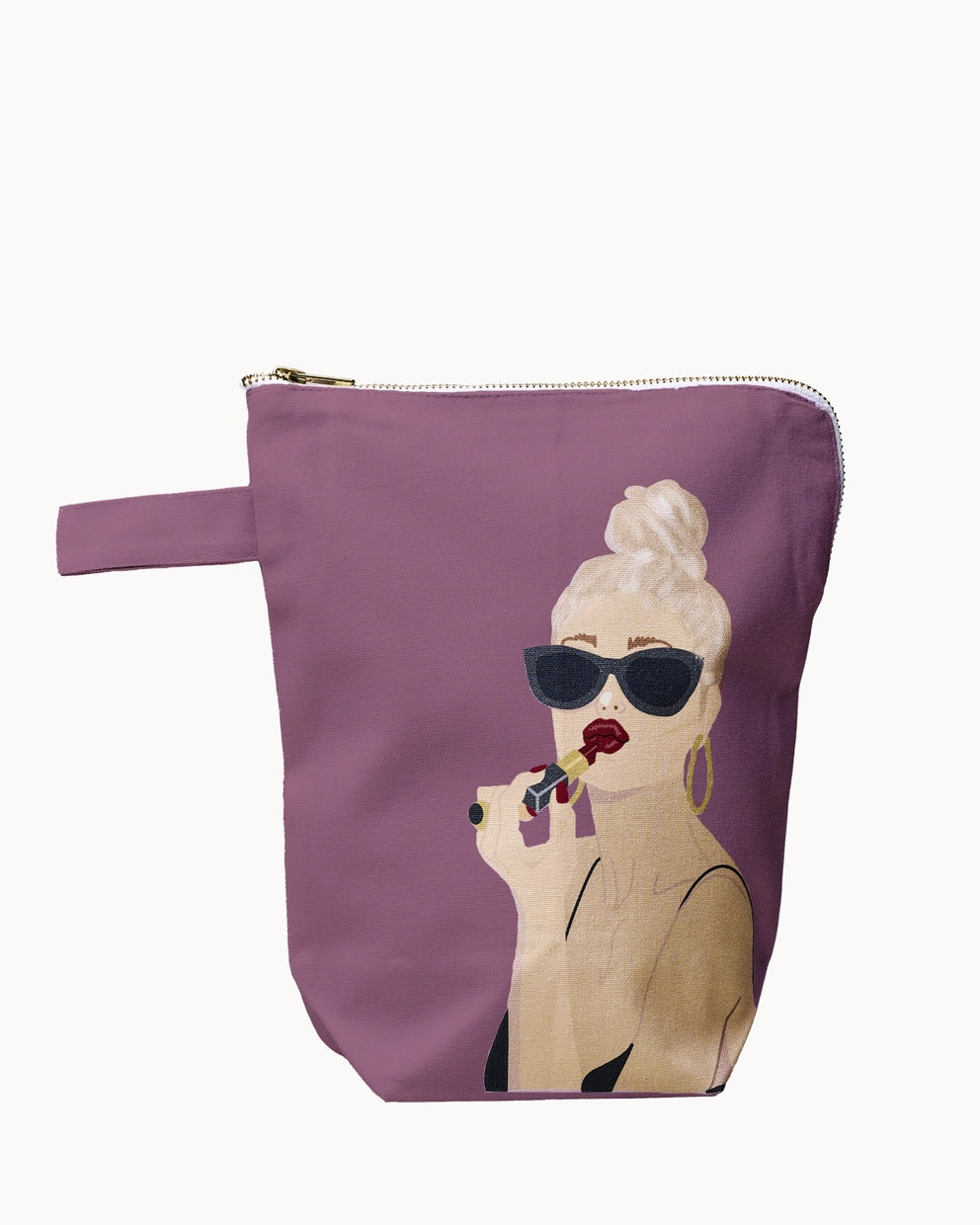 Organic Cotton Vanity Bag. Cherry Lips