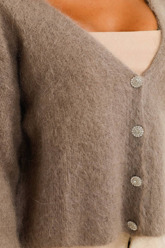 Mohair-Cardigan Taupe