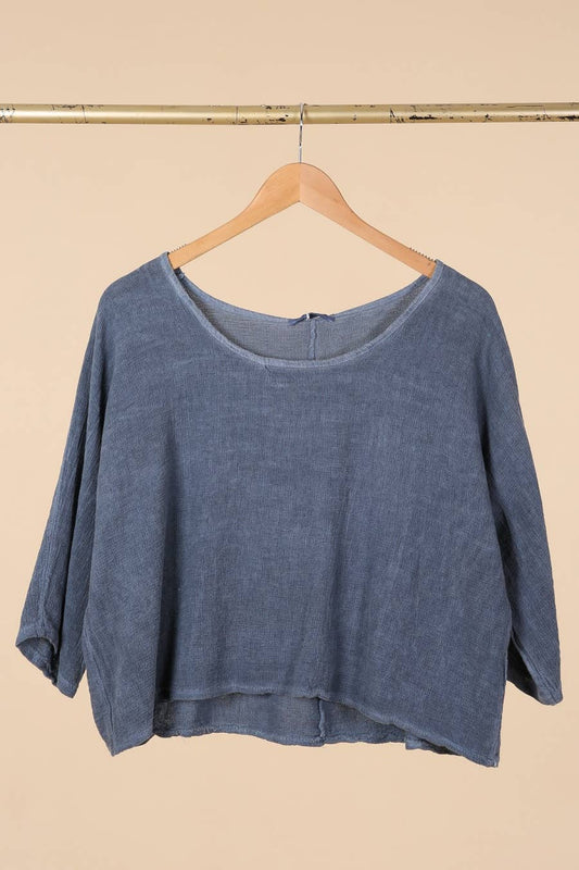 TOP 3791 aus 90 % Baumwolle und 10 % Leinen: Marineblau