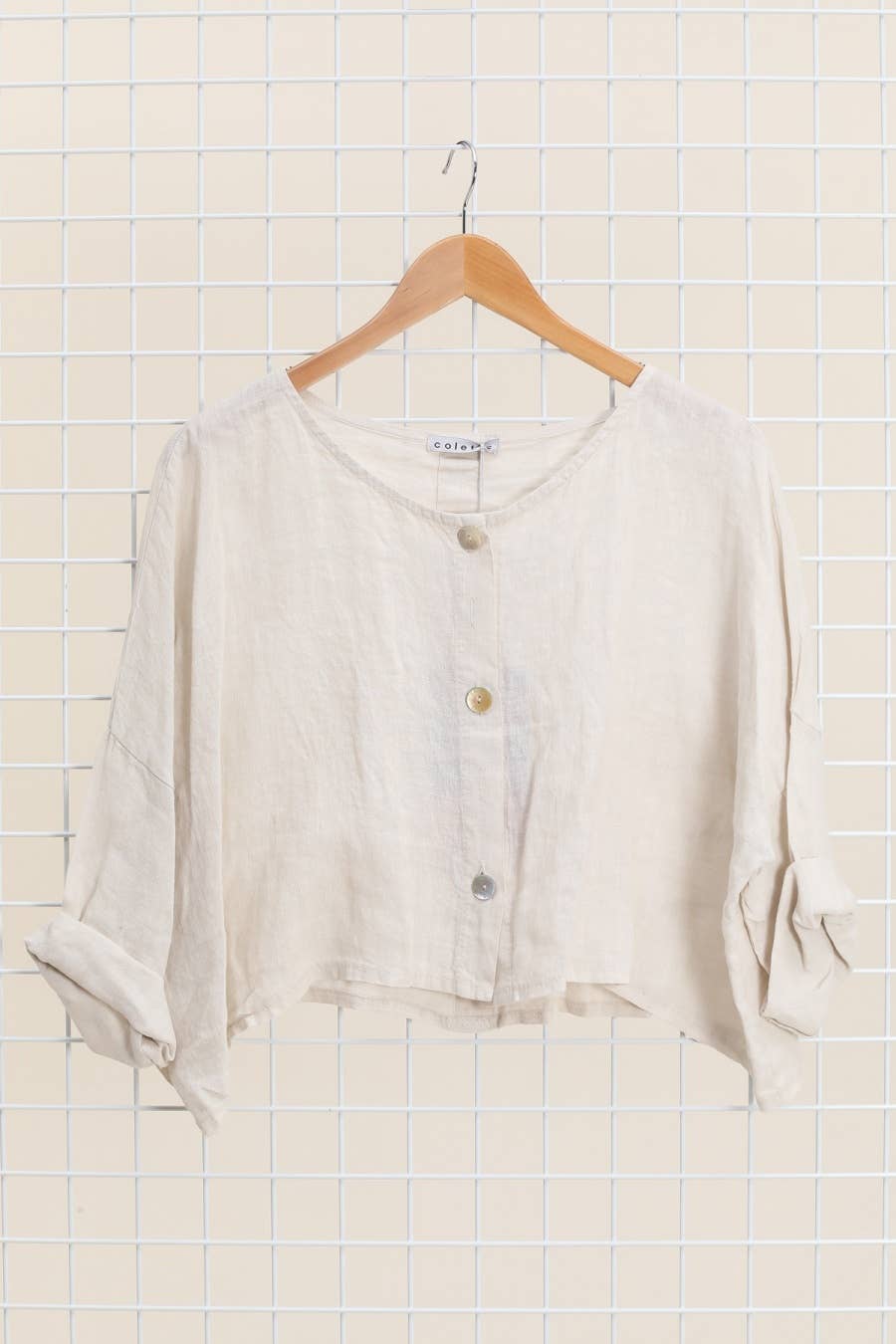3/4-Arm Leinenjacke 906 aus 100 % Leinen: Beige