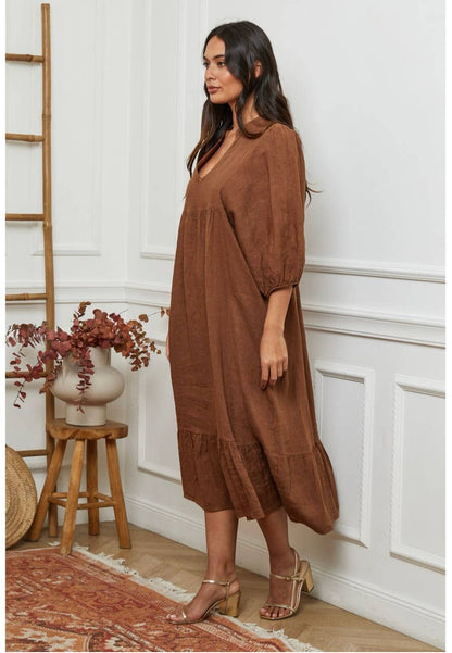 100 % Leinenkleid Bordeaux 1109