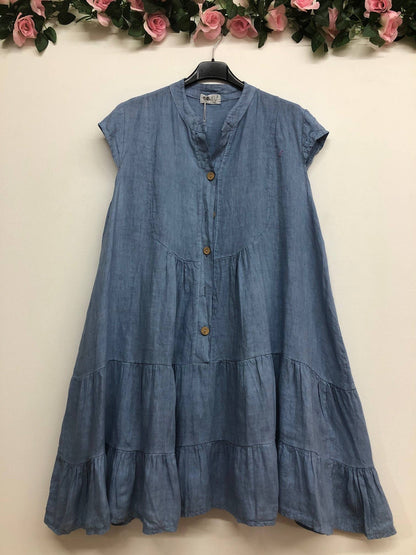 Kleid aus 100 % Premium-Leinen: Schwarz