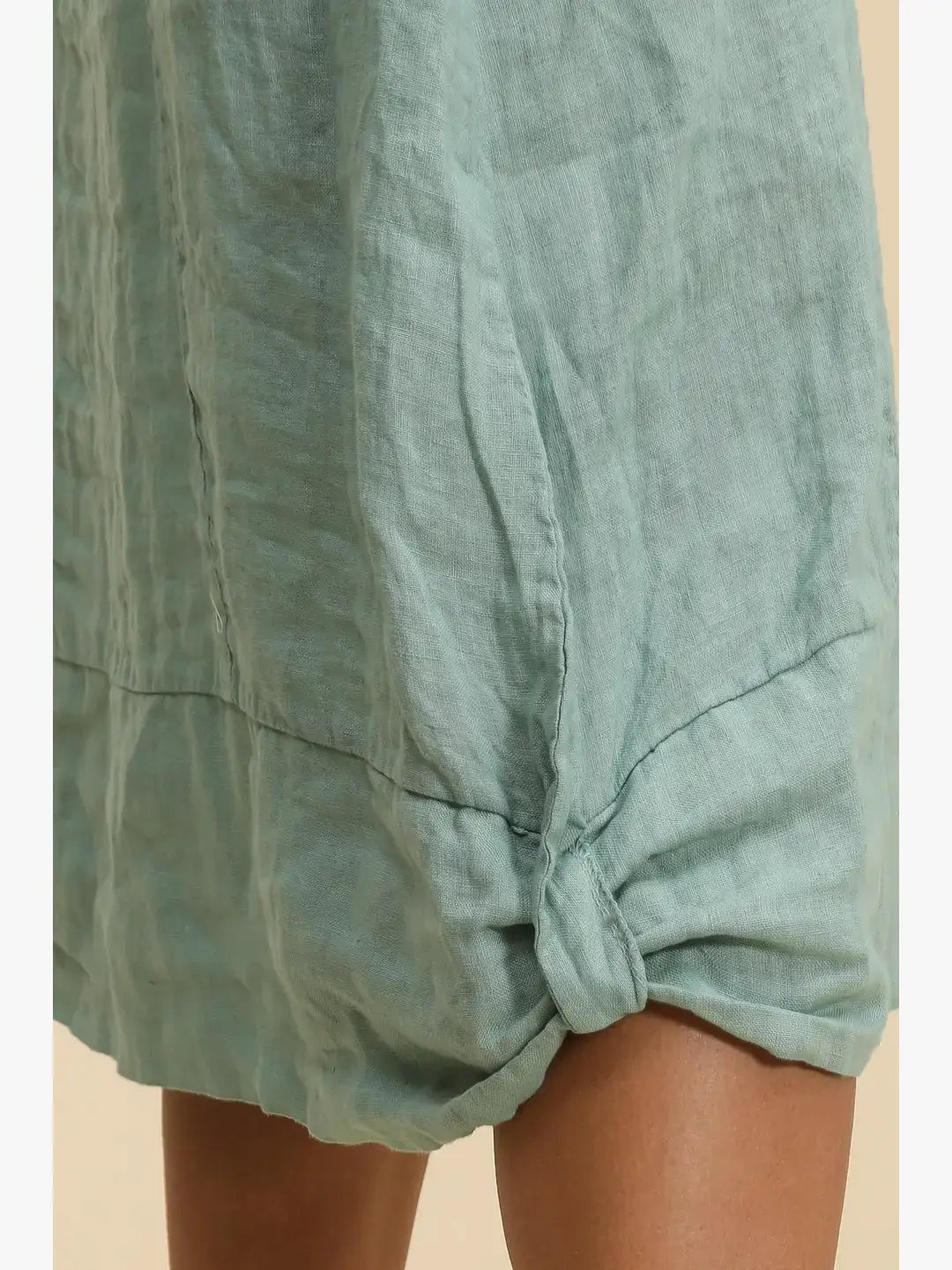 Langärmeliges Kleid mit Rundhalsausschnitt 29135 100%Leinen: MARINE