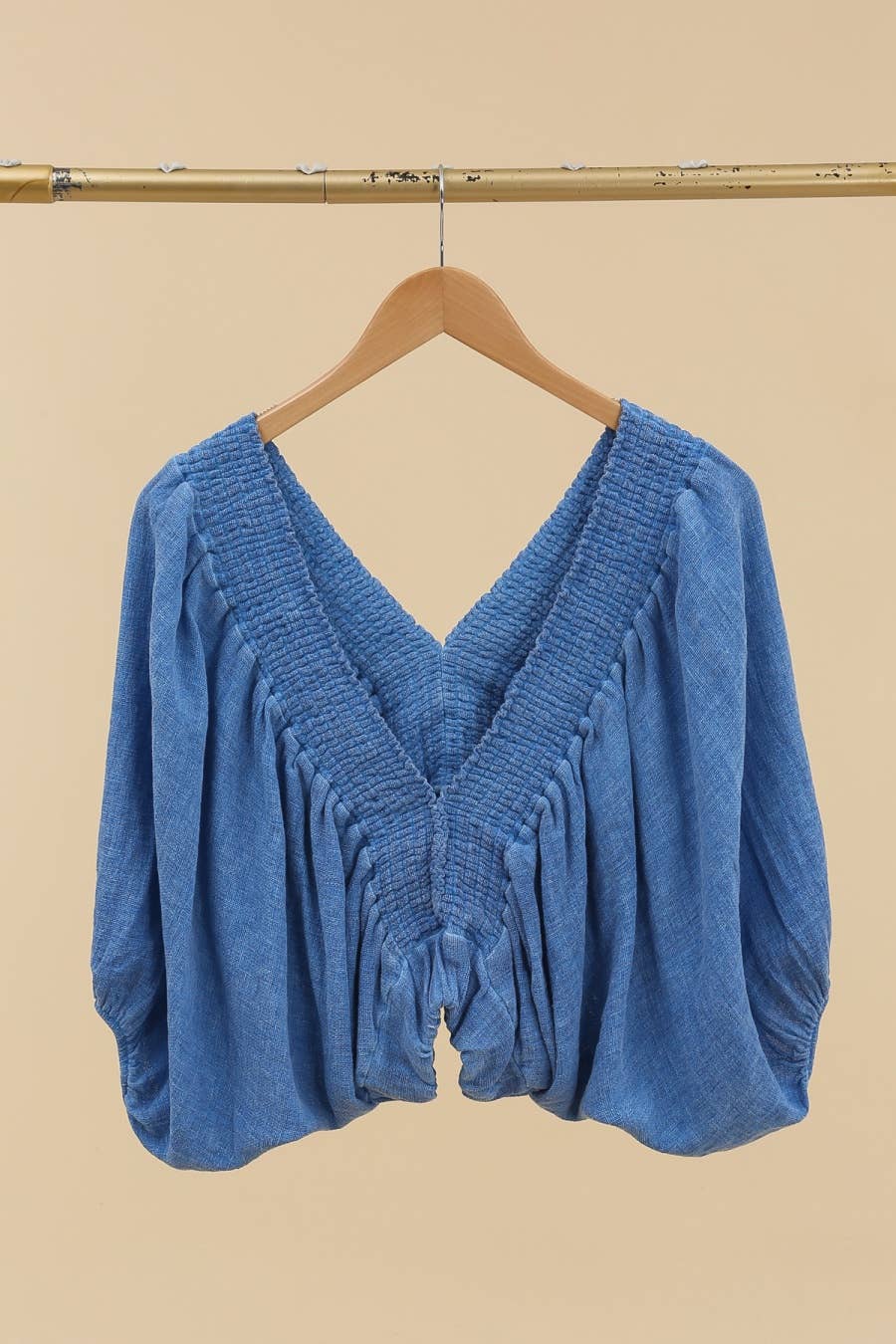 Cropped-Top mit sehr voluminösen Puffärmeln 9919: Königsblau
