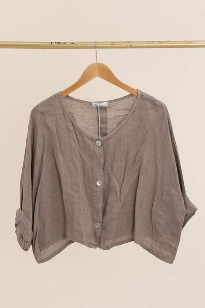 3/4-Arm Leinenjacke 906 aus 100 % Leinen: Blau