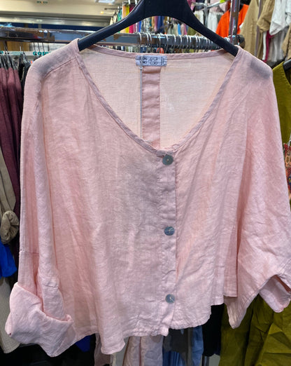 3/4-Arm Leinenjacke 906 aus 100 % Leinen: Rosa