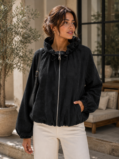 Leichte Damenjacke aus Polyester: Schwarz / 7226 Einheitsgröße