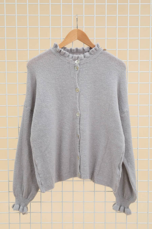 ALPACA Strickjacke mit Kragen Grau