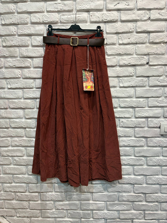 Hose mit Taschen und Gürtel 30522, Feincord, 100 % Baumwolle: Rose wine