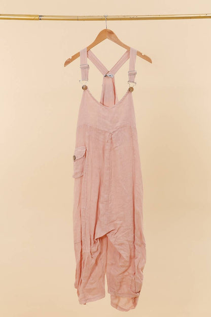 100 % Leinen Jumpsuit 72229: Rosa