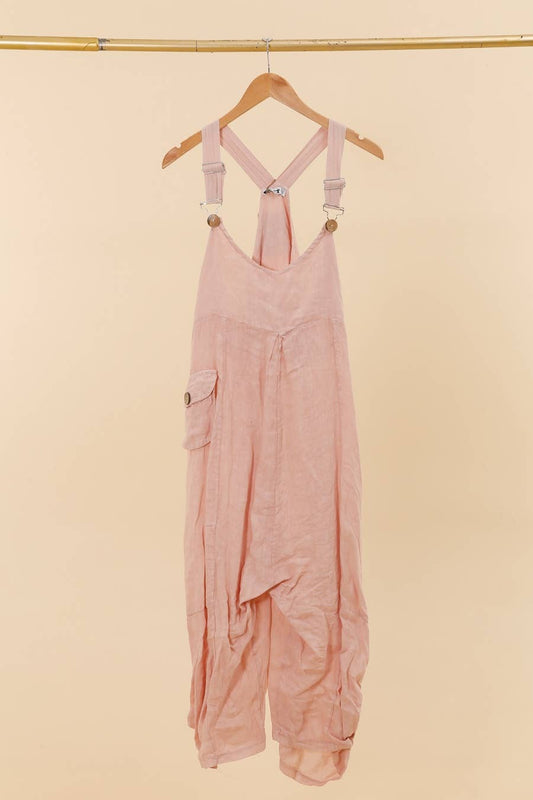 100 % Leinen Jumpsuit 72229: Rosa