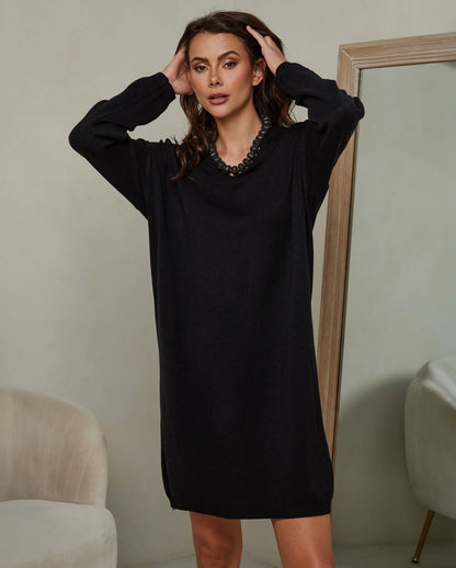Gestricktes Kleid Schwarz
