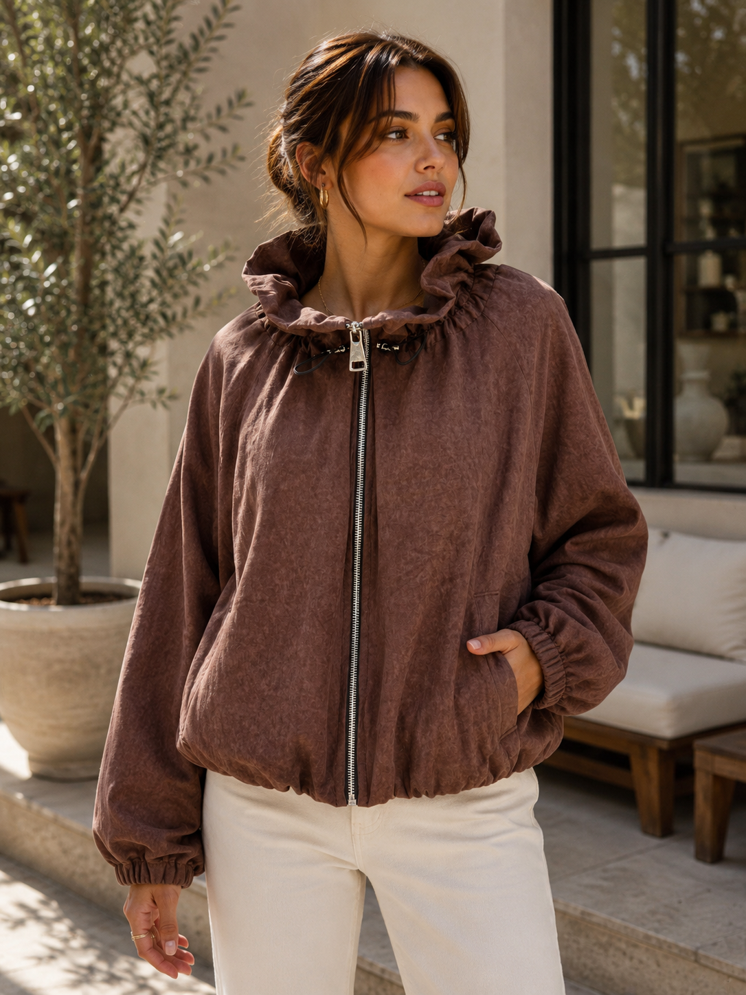 Leichte Damenjacke aus Polyester: Schwarz / 7226 Einheitsgröße