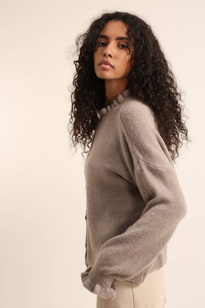 ALPACA Strickjacke mit Kragen Ecru
