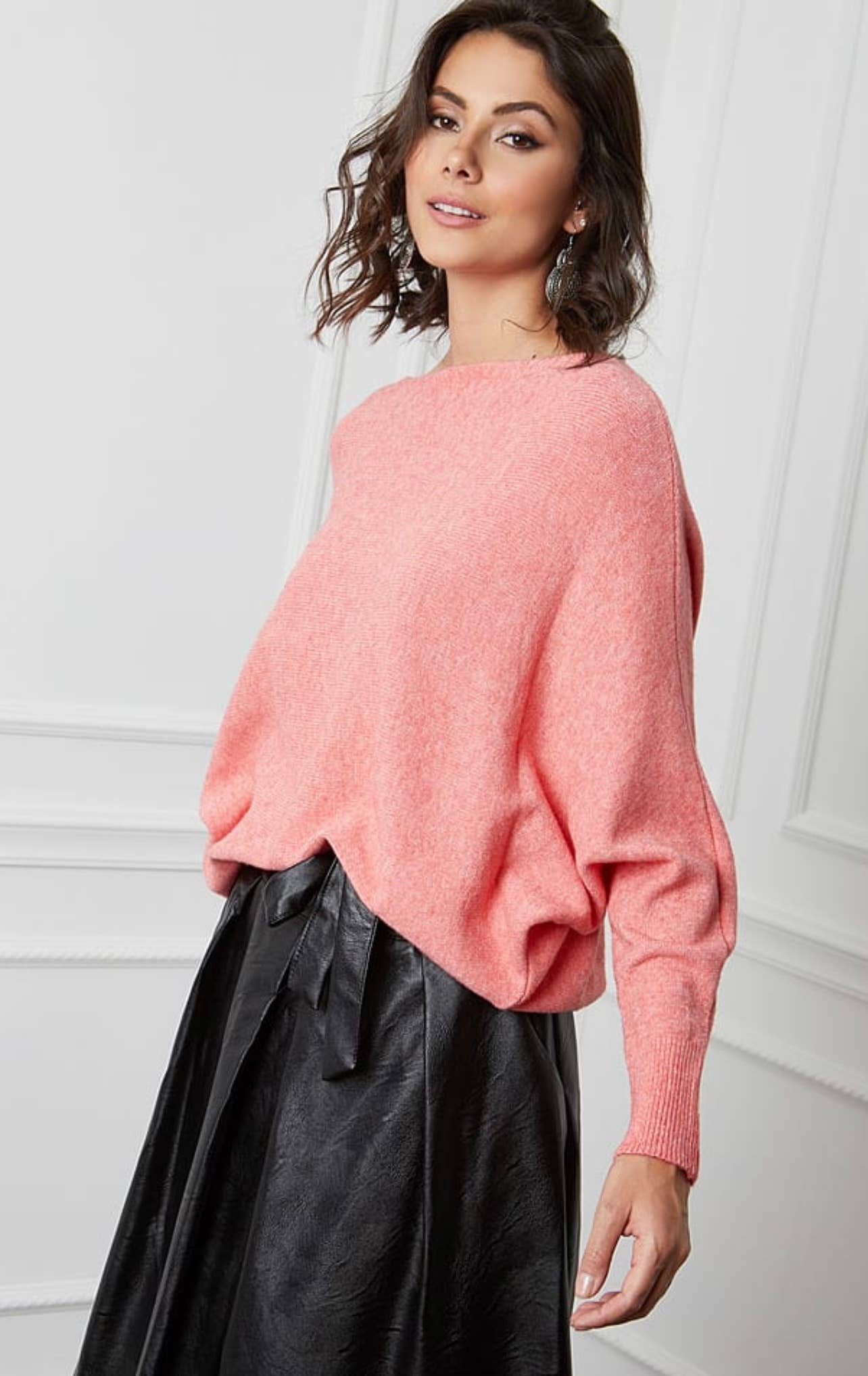 Pullover mit Fledermausärmeln: Lachs