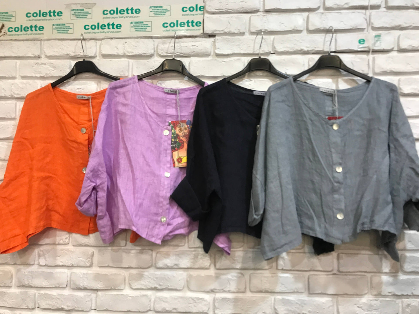 3/4-Arm Leinenjacke 906 aus 100 % Leinen: Blau