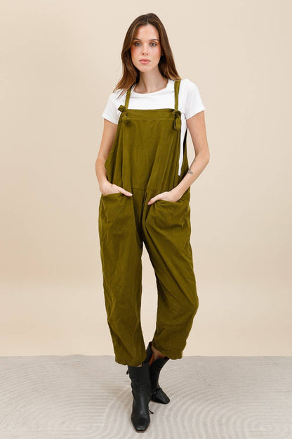 Damen-Latzhose aus Cord, weit geschnitten, 100% Baumwolle 668 90007: Marineblau