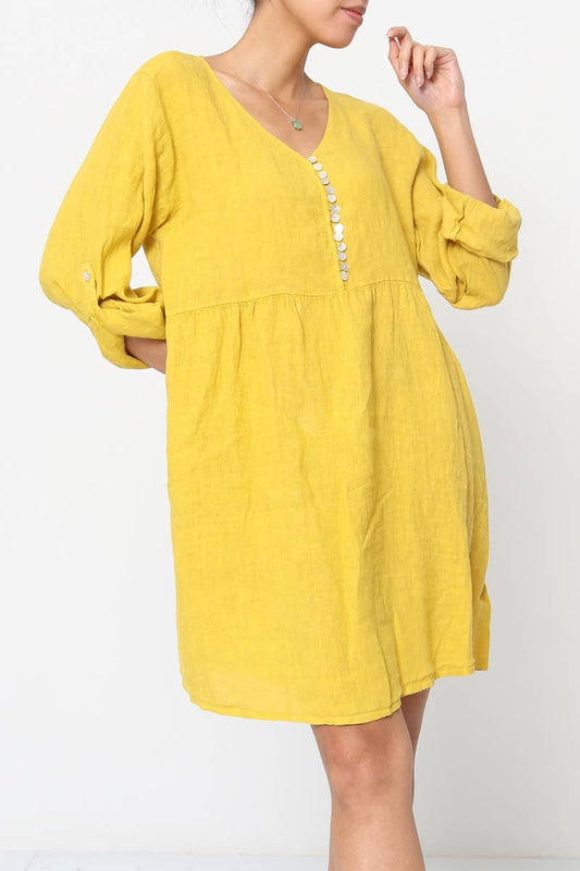 Leinenkleid 100 % Leinen 1139: Khaki