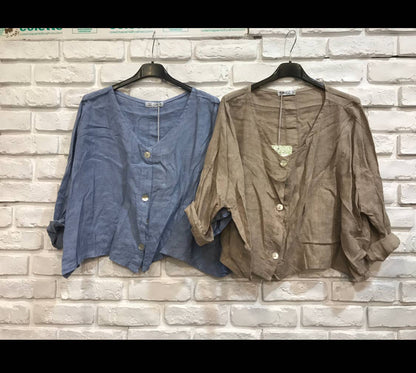 3/4-Arm Leinenjacke 906 aus 100 % Leinen: Beige