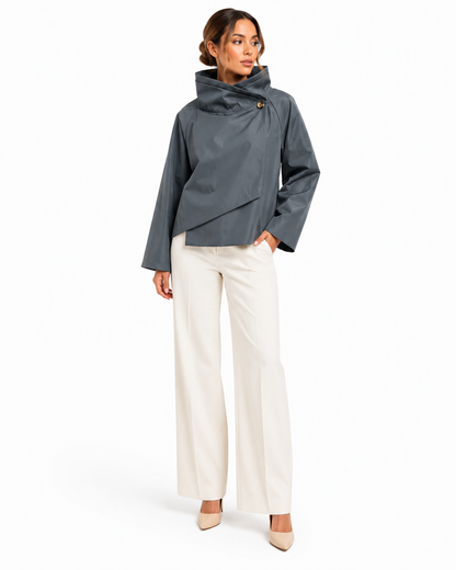 Leichte Jacke mit überkreuztem Stehkragen: Gris / 7690 Einheitsgröße