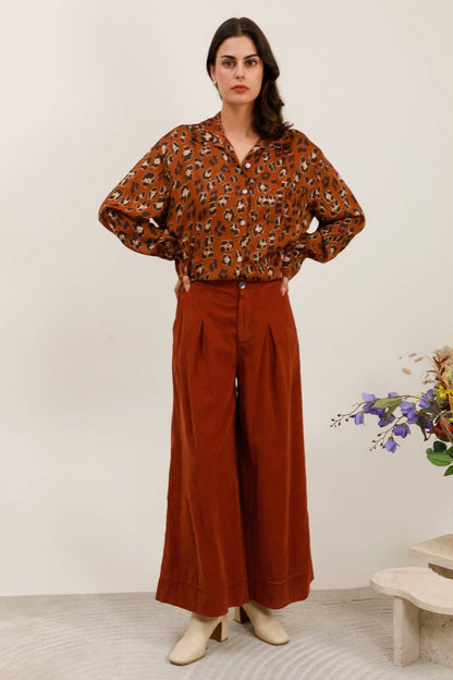Bundfaltenhose aus Samt 6595 100% Baumwolle: Lila