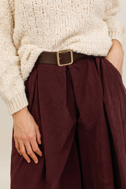 Hose mit Taschen und Gürtel 30522, Feincord, 100 % Baumwolle: Grün/Olive