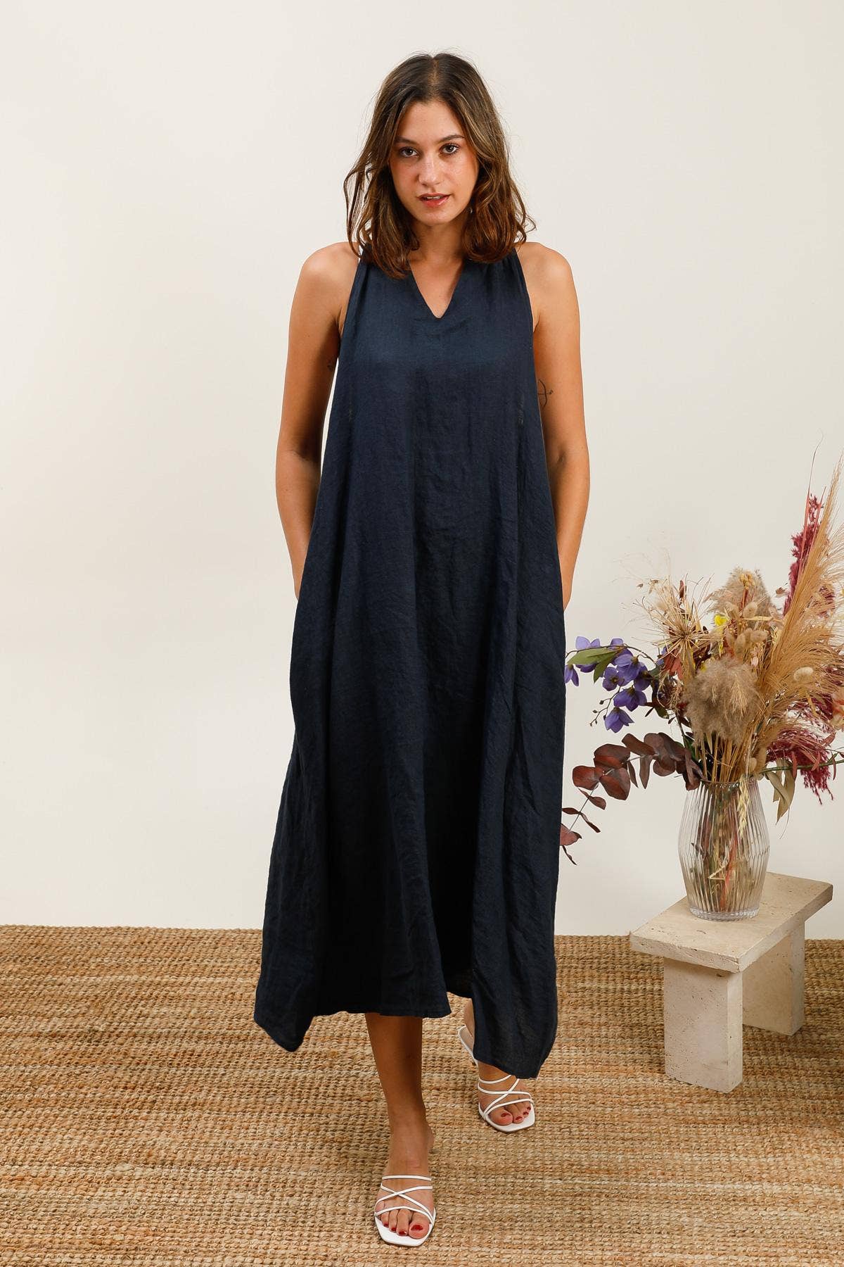 Kleid 26000 100% Leinen: Hellgrau
