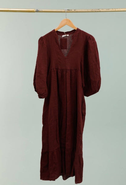 100 % Leinenkleid Bordeaux 1109
