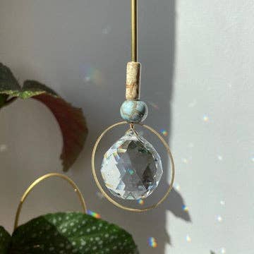 Suncatcher Bubble blau weiß Marmor / Lichtfänger / Fensterkristall  / Prisma
