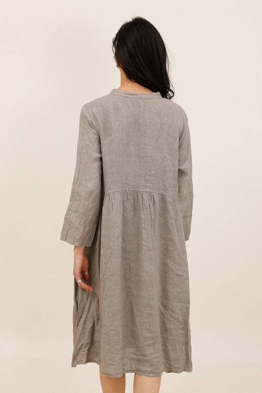 Hemdkleid 8069 100 % Leinen: Senf
