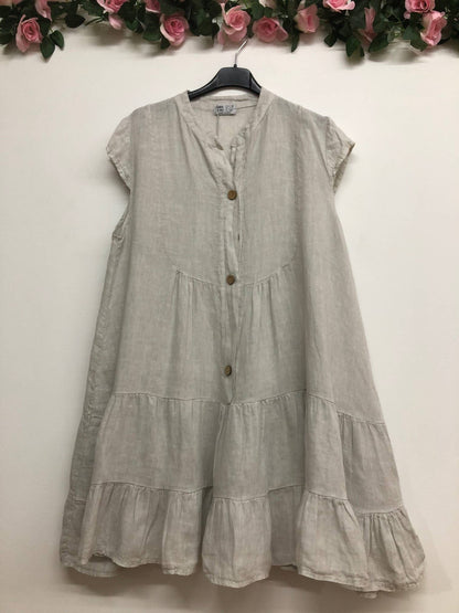 Kleid aus 100 % Premium-Leinen: Schwarz