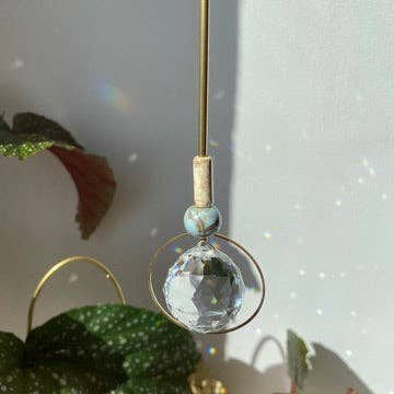 Suncatcher Bubble blau weiß Marmor / Lichtfänger / Fensterkristall  / Prisma