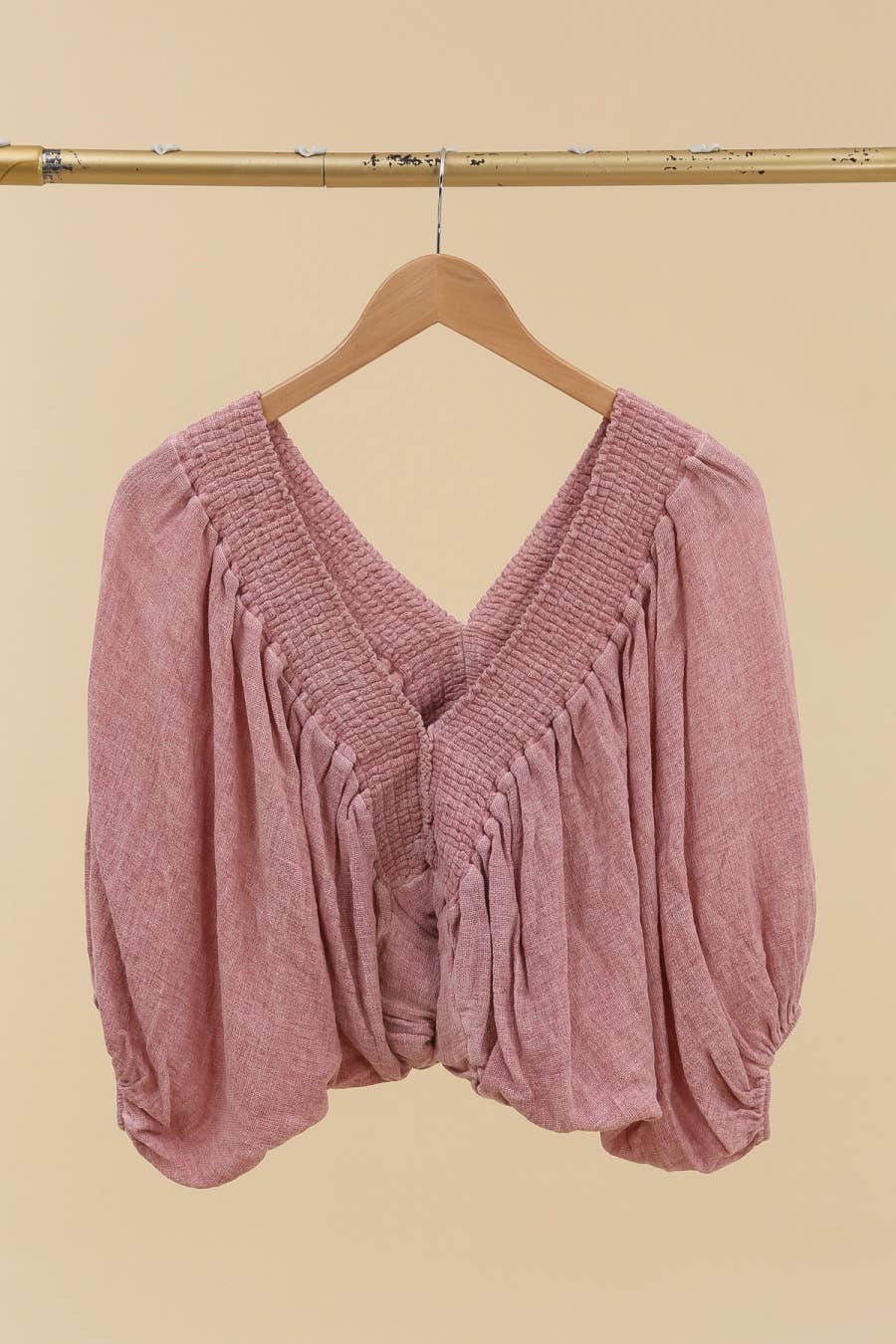 Cropped-Top mit sehr voluminösen Puffärmeln 9919: Rosa
