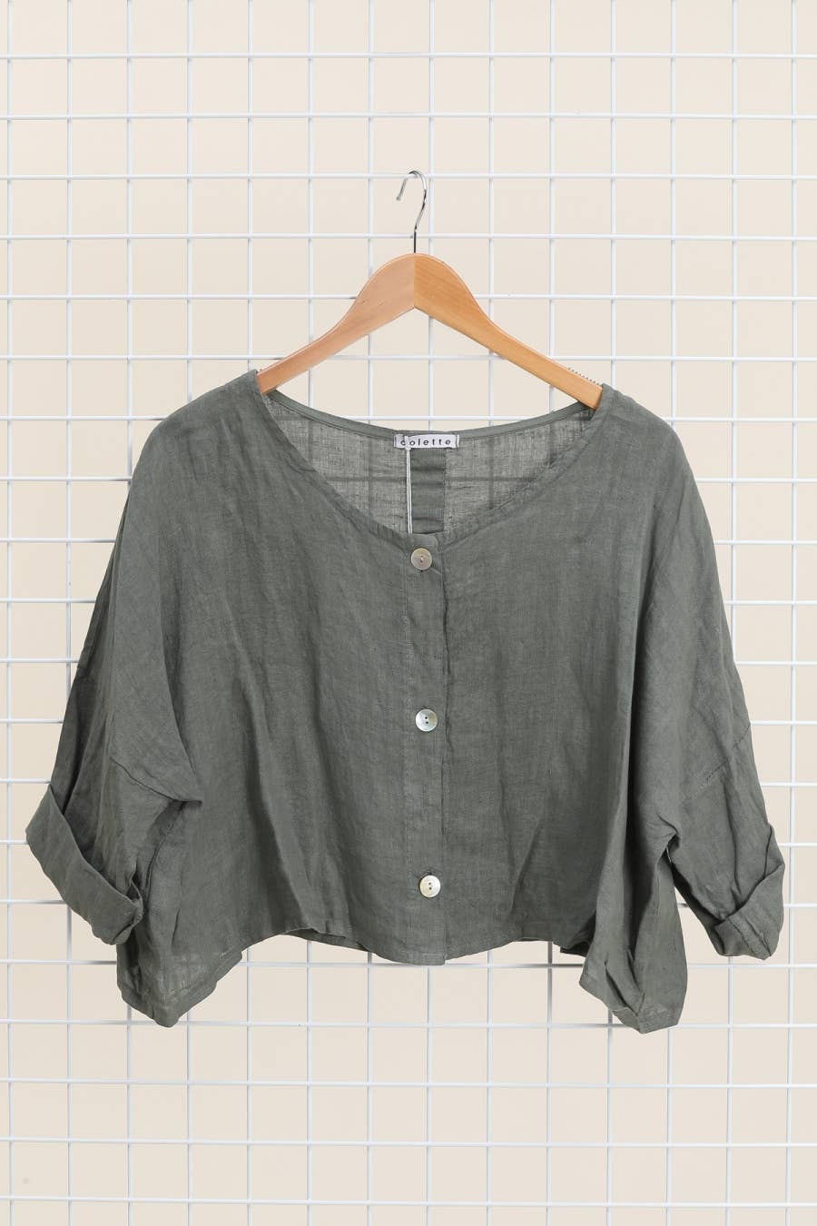 3/4-Arm Leinenjacke 906 aus 100 % Leinen: Blau