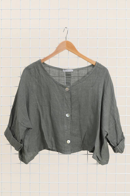 3/4-Arm Leinenjacke 906 aus 100 % Leinen: Beige