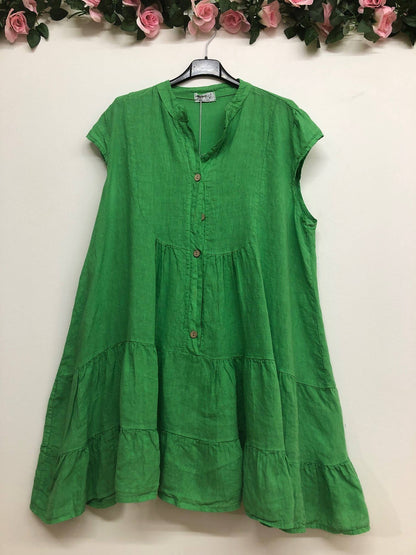 Kleid aus 100 % Premium-Leinen: Schwarz