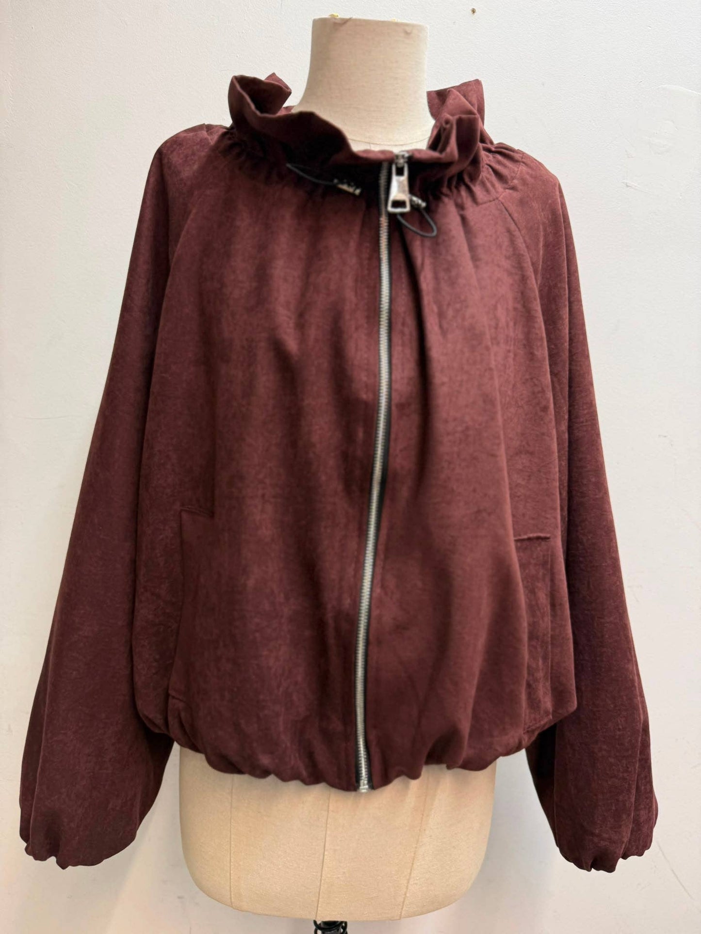 Leichte Damenjacke aus Polyester: Bordeaux / Taille unique 7226