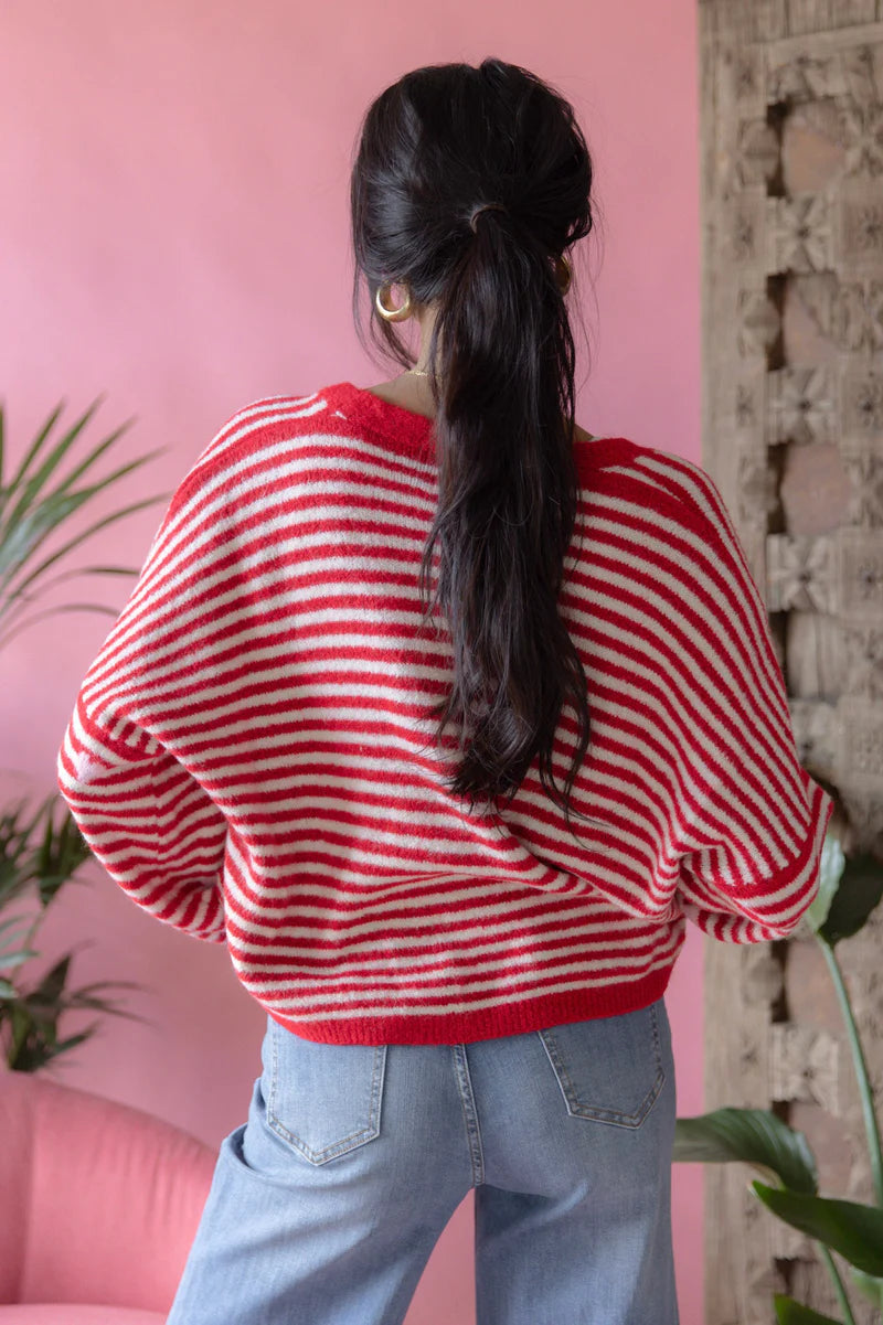 Strickjacke Streifen Herz