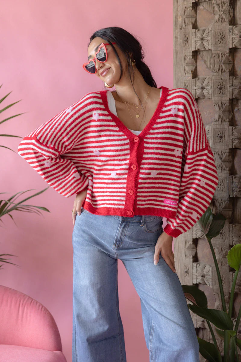 Strickjacke Streifen Herz
