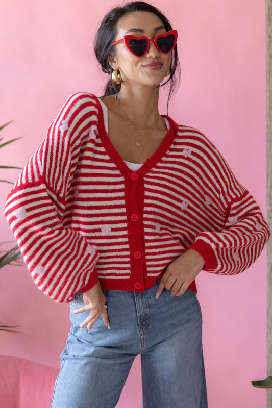 Strickjacke Streifen Herz