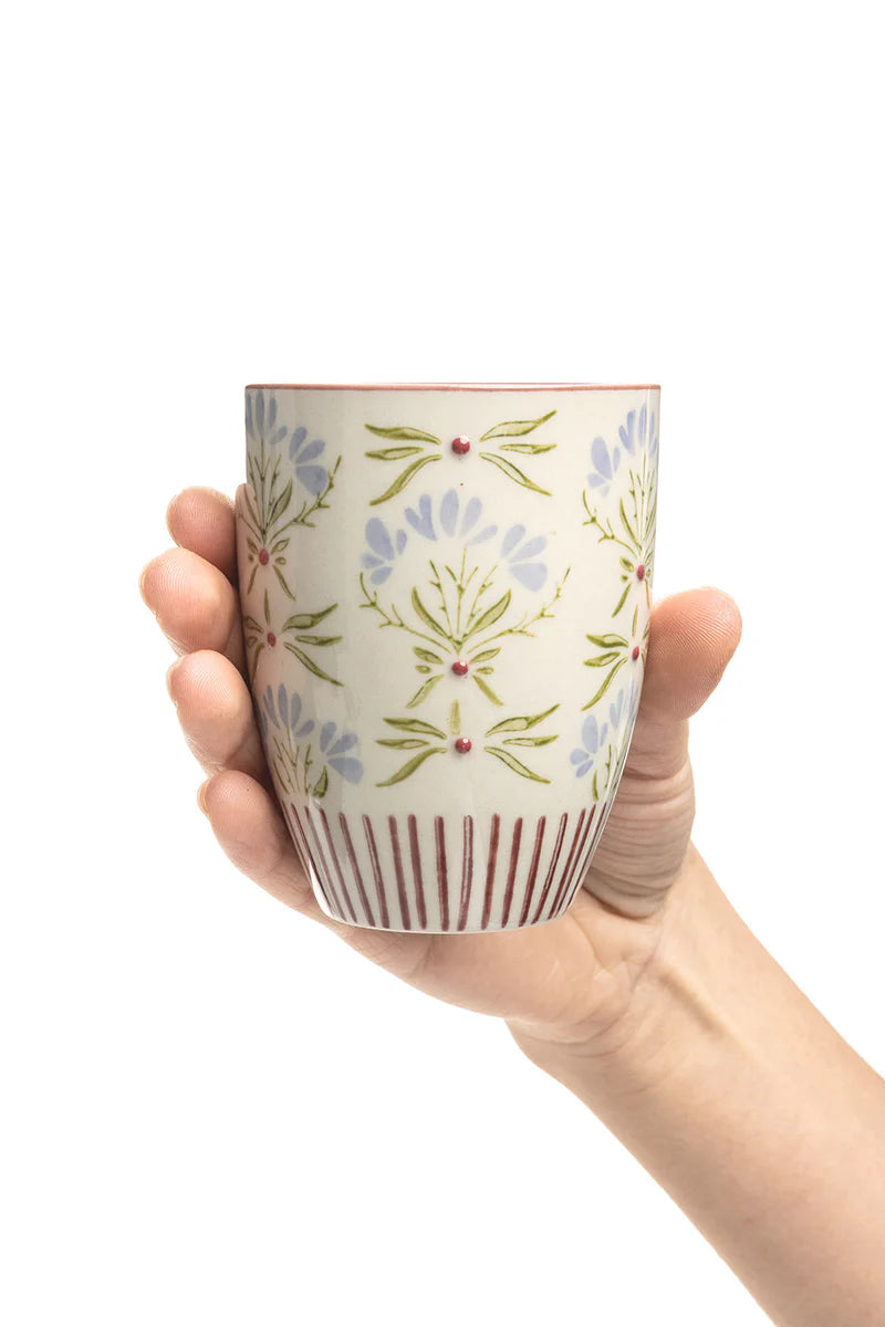 Becher Retrofloria Blau