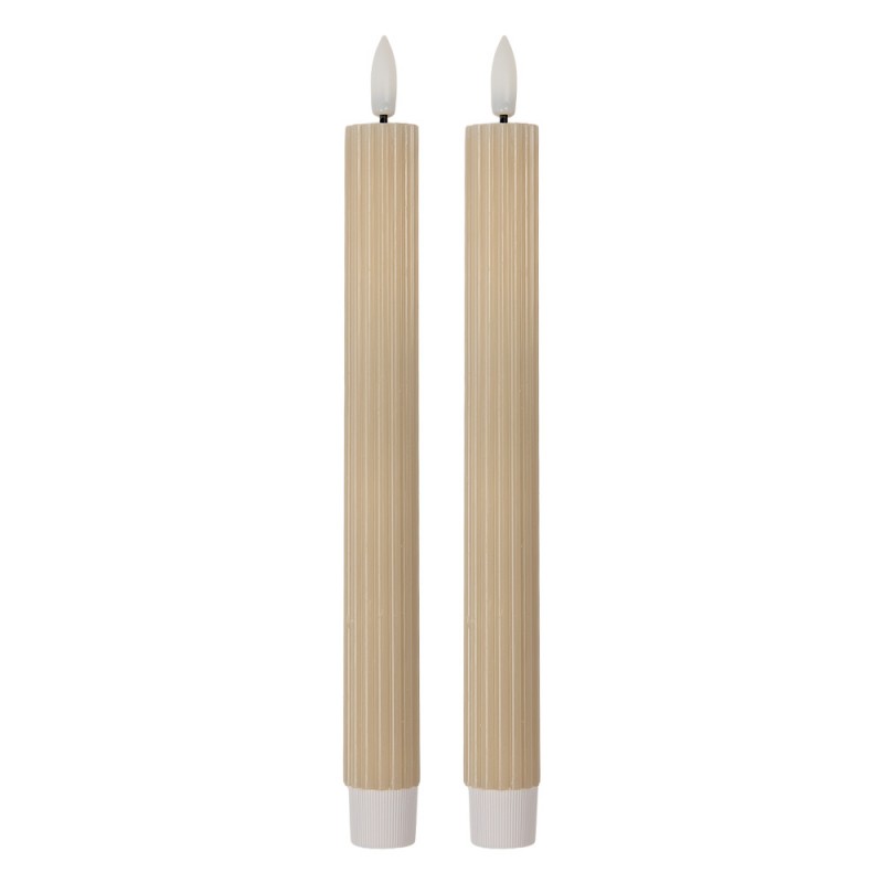 LED Stabkerze mit Rillen Beige