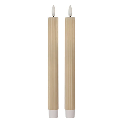 LED Stabkerze mit Rillen Beige