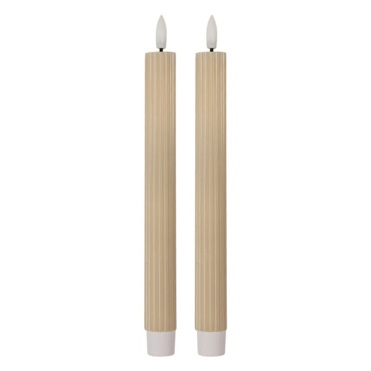 LED Stabkerze mit Rillen Beige