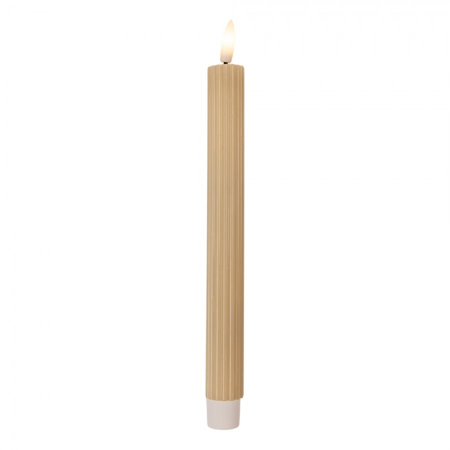 LED Stabkerze mit Rillen Beige