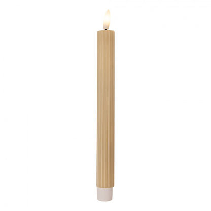LED Stabkerze mit Rillen Beige