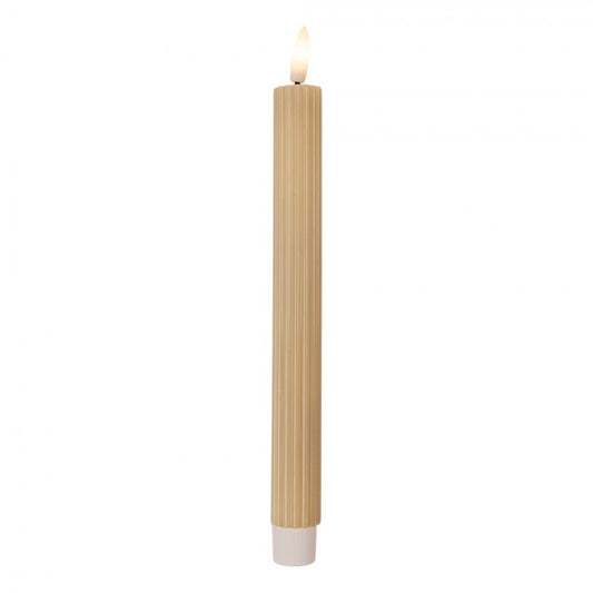 LED Stabkerze mit Rillen Beige