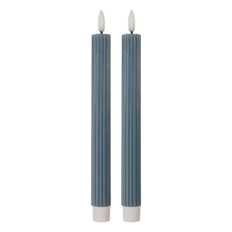 LED Stabkerze mit Rillen Blau