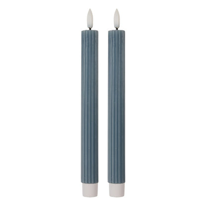 LED Stabkerze mit Rillen Blau